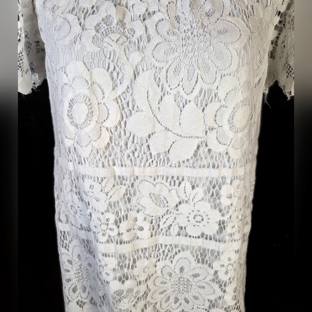Skies Are Blue White Off The Shoulder Floral Lace Mini Dress S M Party - Picture 4 of 15